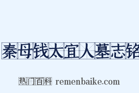 秦母钱太宜人墓志铭是什么意思的图片